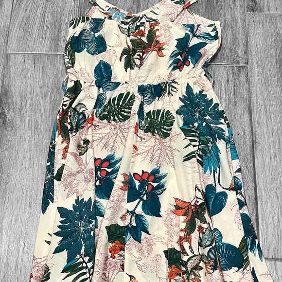 NWOT Medium Polyester Casual Tropical Print Spaghetti Strap Knee Dress Skirt - Picture 8 of 9